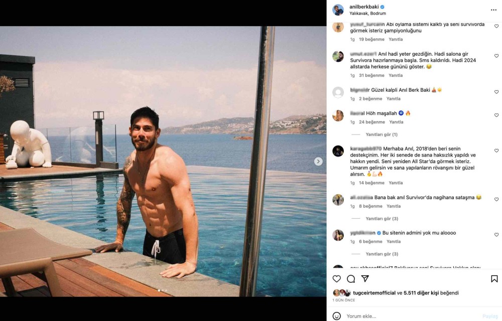 survivor anil berk baki nin havuz paylasimi gundem oldu bu sitenin bir admini yok mu alo